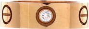 Pre-Owned Cartier Love 3 Diamonds Band Ring 18K Rose Gold with Diamonds