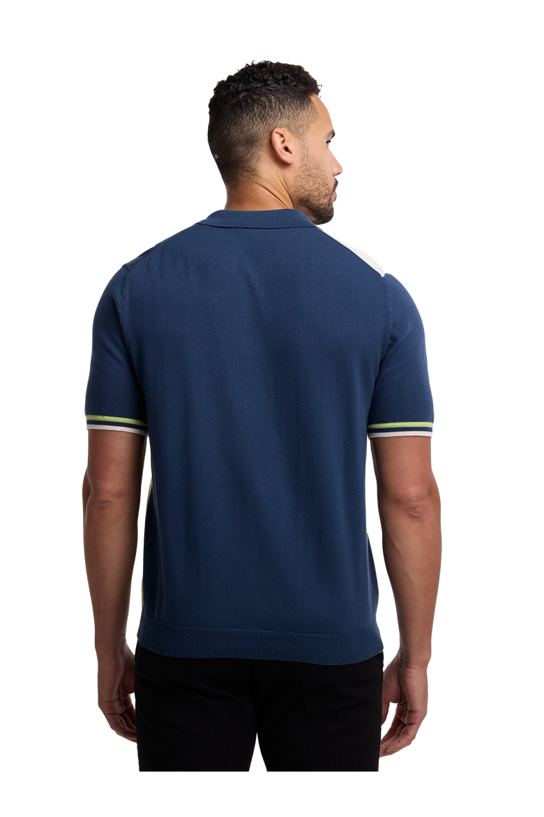 Cotton Three Button Polo, Alternate, color, Blue Multi