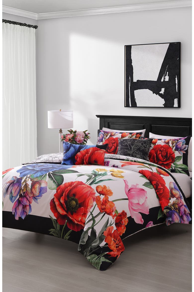 Petal Portrait Comforter Set, Main, color, WHITE