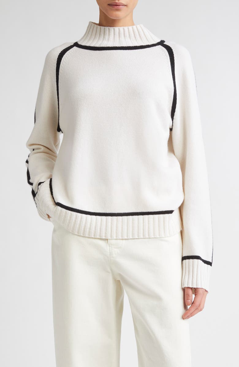 Max Mara Studio Pescara Merino Wool & Cashmere Mock Neck Sweater, Main, color, White