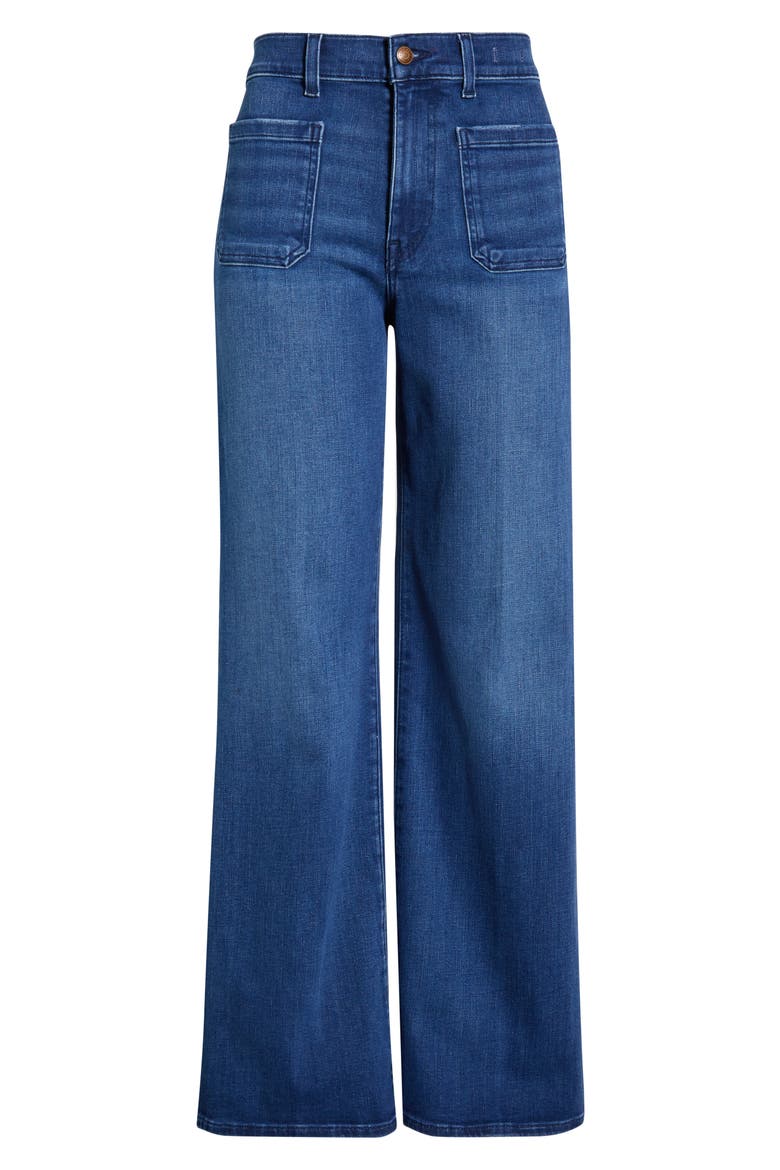 Emmy Patch Pocket High Waist Wide Leg Jeans, Alternate, color, PELION WASH