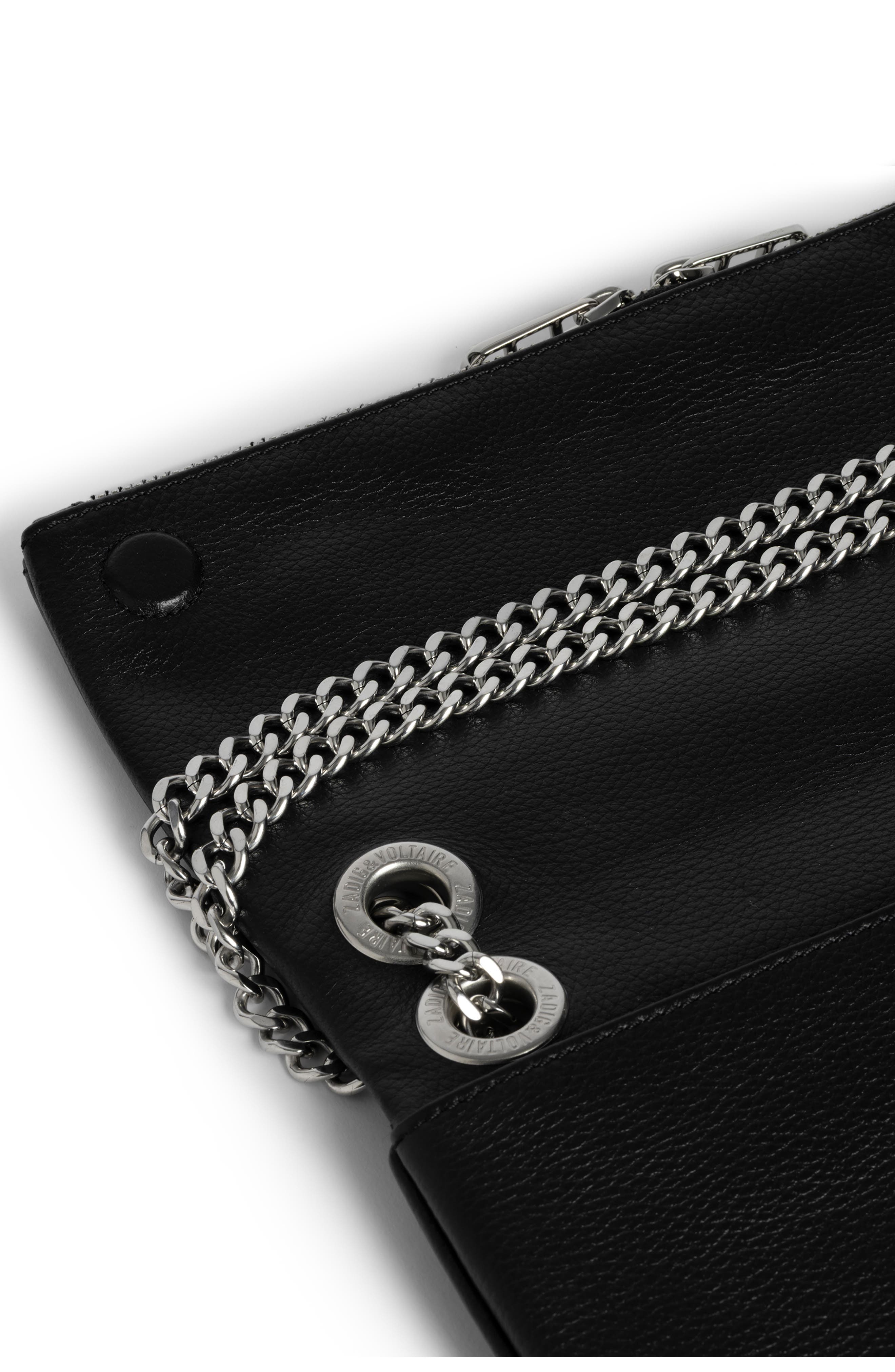 Zadig & Voltaire Rock II Grained Leather Crossbody Bag, Alternate, color, Black