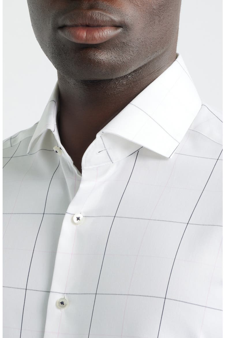 Modern Fit Windowpane Check Non-Iron Cotton Twill Dress Shirt, Alternate, color, NAVY