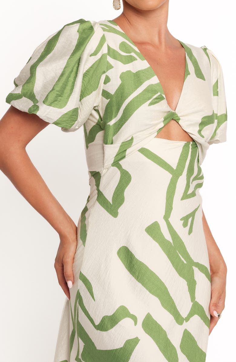 Petal & Pup Ginevra A-Line Maxi Dress, Alternate, color, Cream/ Green