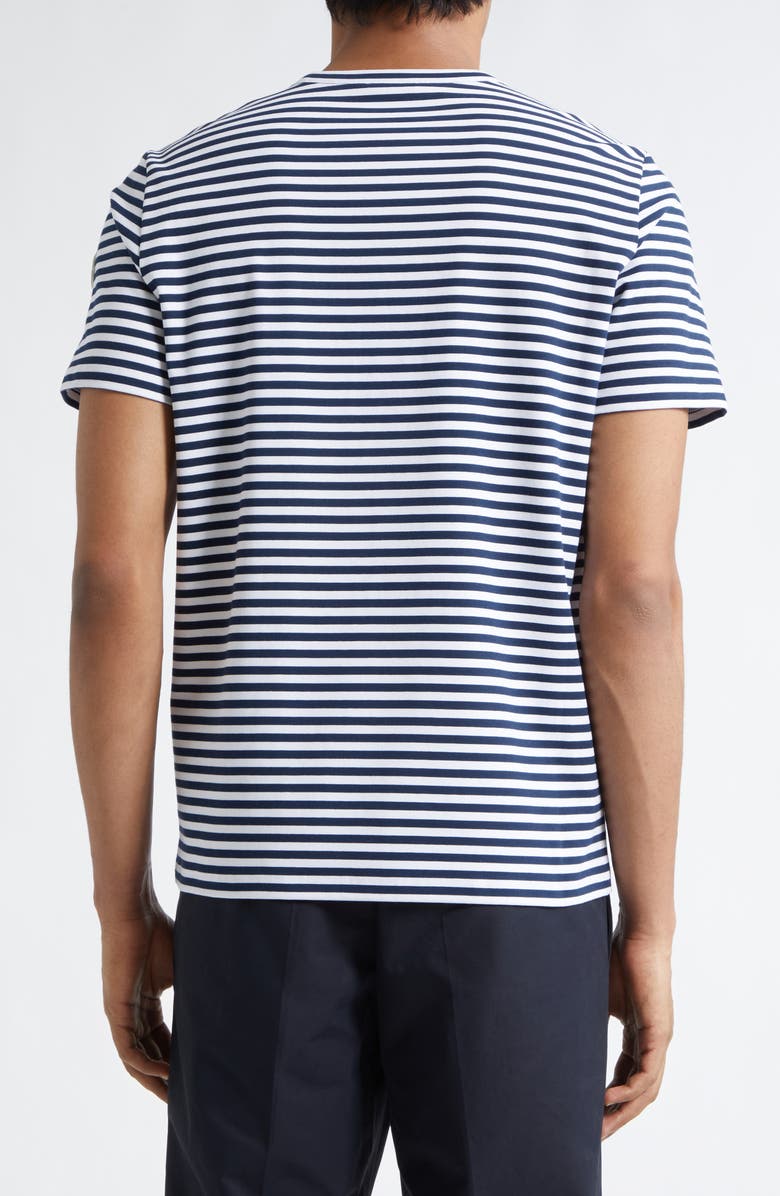 Moncler Stripe Stretch Cotton T-Shirt, Alternate, color, Blue