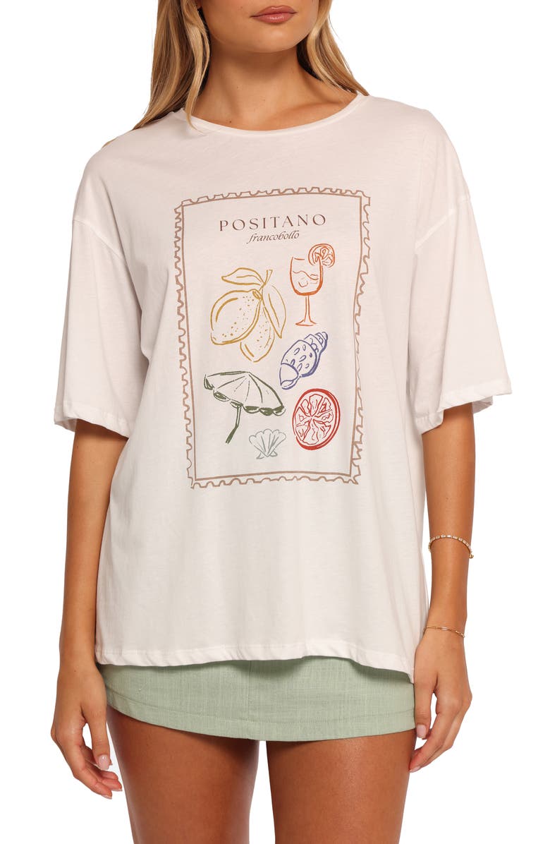 Petal & Pup Positano Oversize Cotton Graphic T-Shirt, Main, color, White