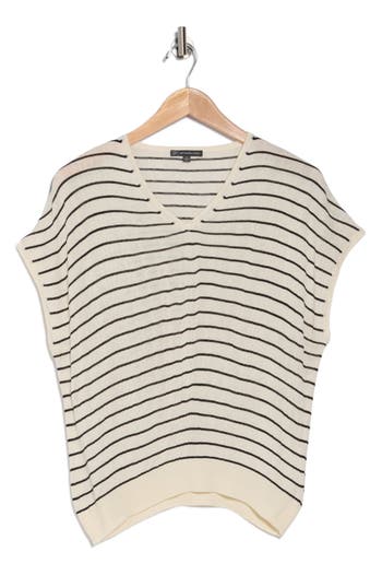 ADRIANNA PAPELL ADRIANNA PAPELL STRIPE VERTICAL RIB SWEATER 