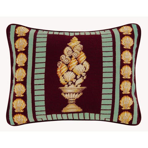 Seashell Topiary Needlepoint Pillow, 14" x 18"