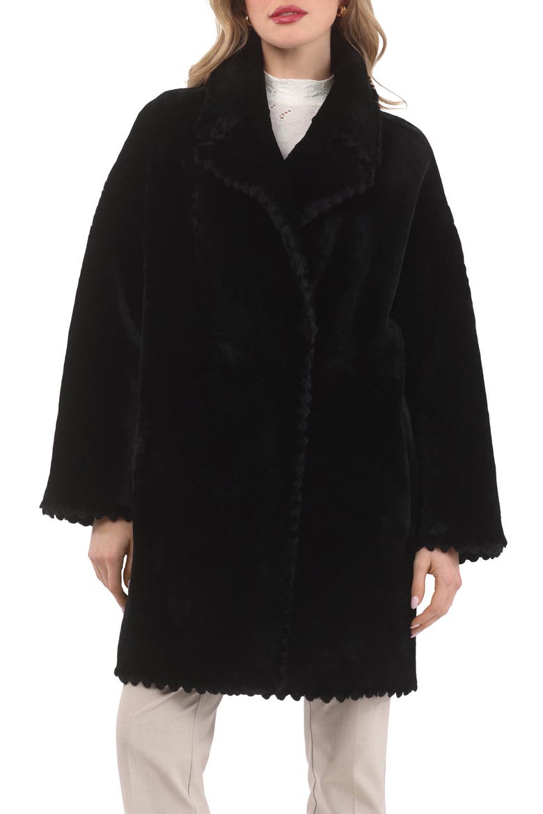 Reversible Genuine Shearling Jacket with Embroiderd Trim, Main, color, BLACK/BLACK