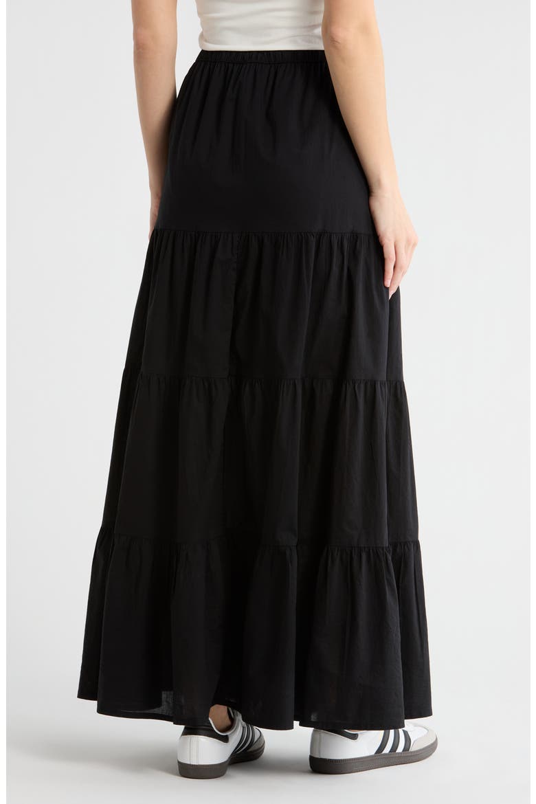 Tiered Cotton Maxi Skirt, Alternate, color, BLACK
