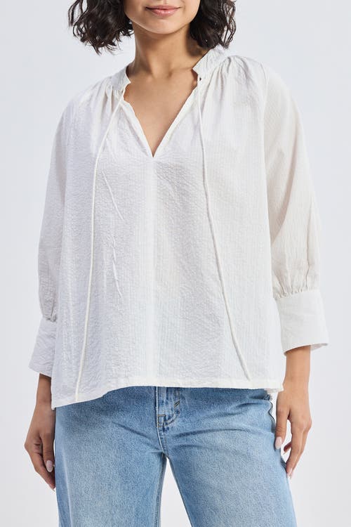 Reistor Relaxed Fit Top With Front-tie In Striped Horizon