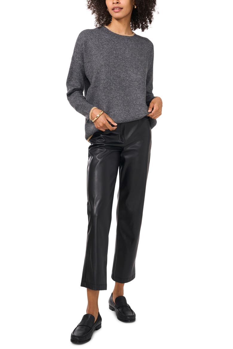 Tipped Crewneck Sweater, Alternate, color, MED HTHRGREY