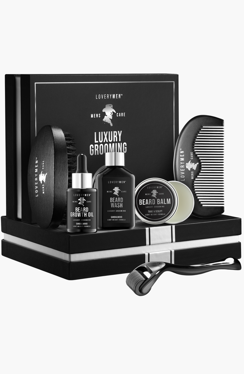 Lovery 8 Piece Sandalwood Mens Grooming Gift Set, Main, color, NO COLOR