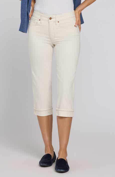 Marilyn Stripe Cuffed Straight Leg Capri Jeans
