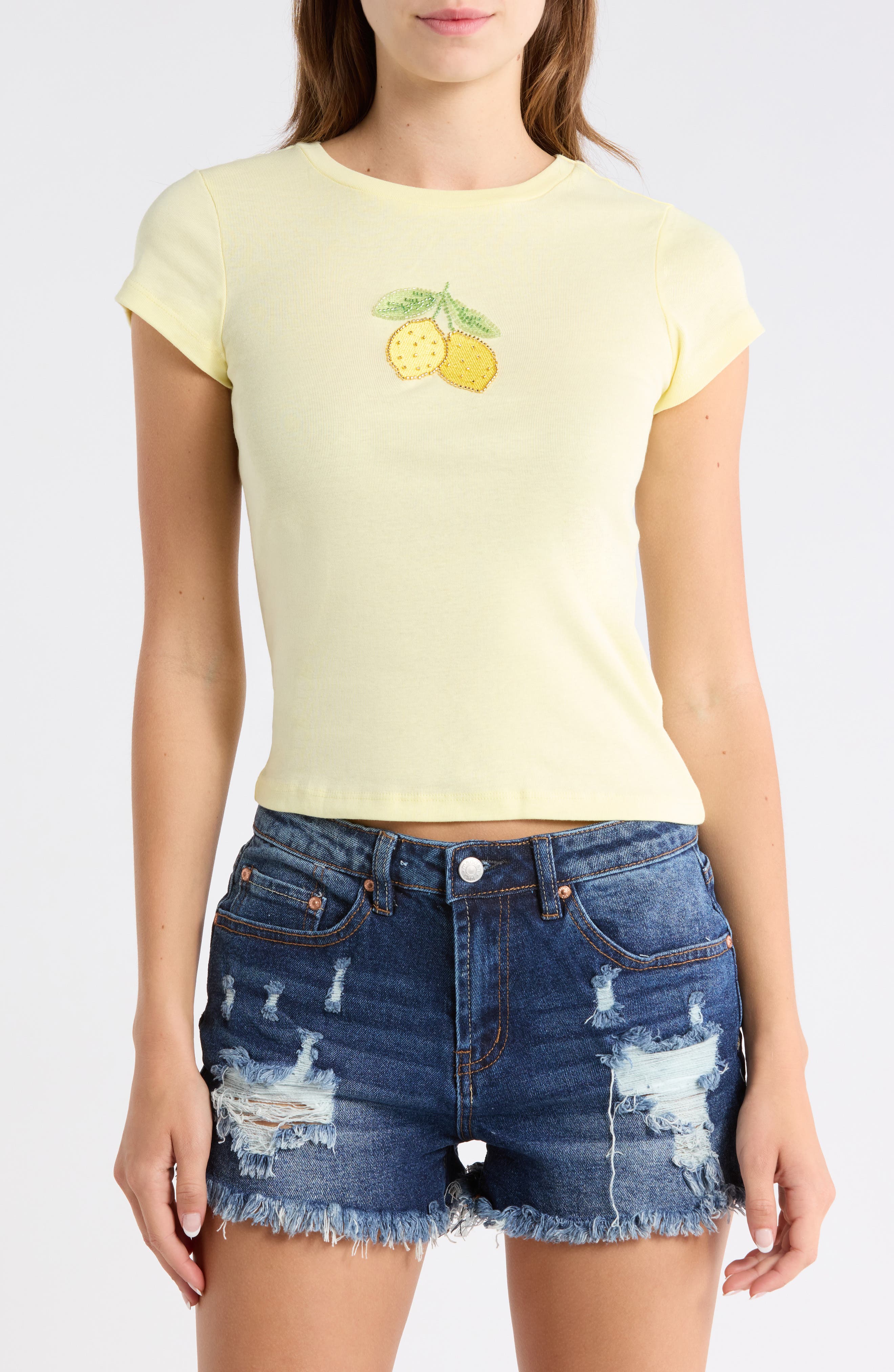 Madden Girl Embroidered Baby Tee