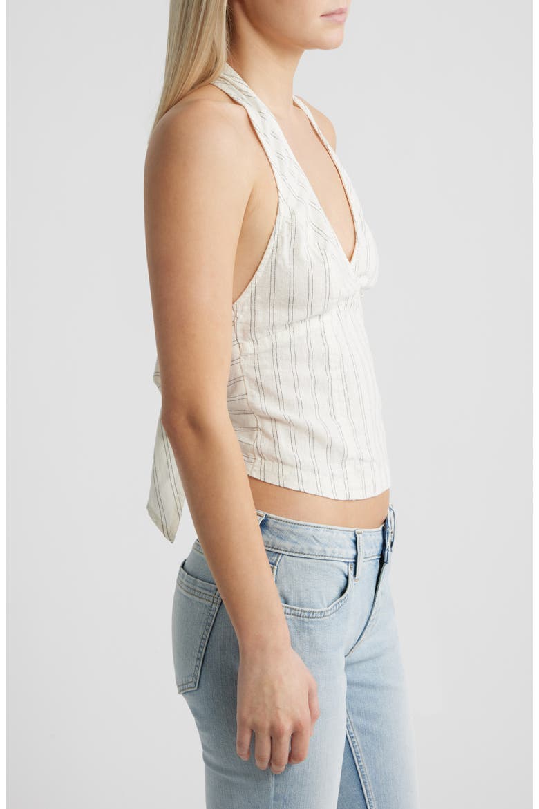 Quinn Stripe Linen Halter Top, Alternate, color, WHITE STRIPE