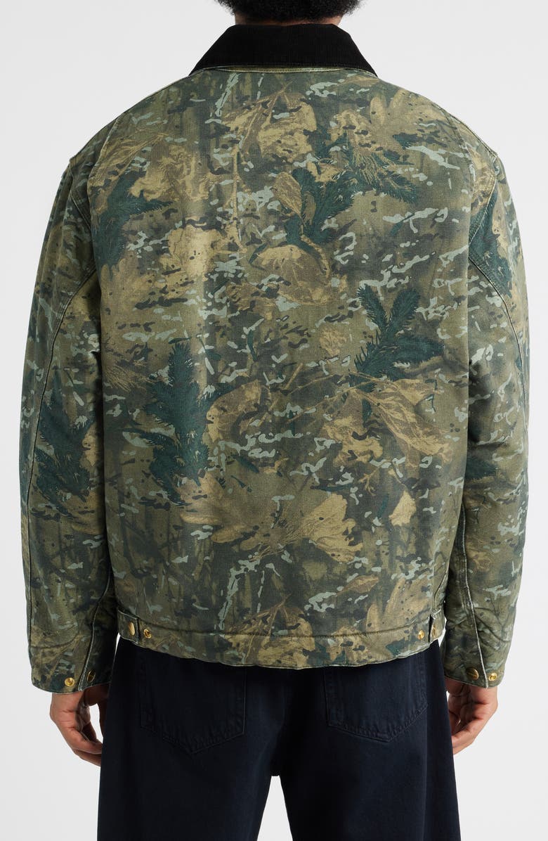 Carhartt Work In Progress OG Detroit Organic Cotton Canvas Jacket, Alternate, color, Camo Combi Green Black Stone
