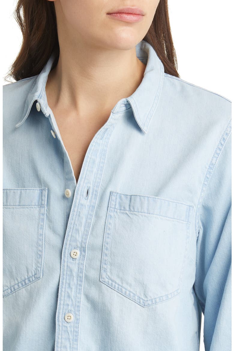 Crop Straight Hem Denim Button-Up Shirt, Alternate, color, SOUTHRUSH WASH