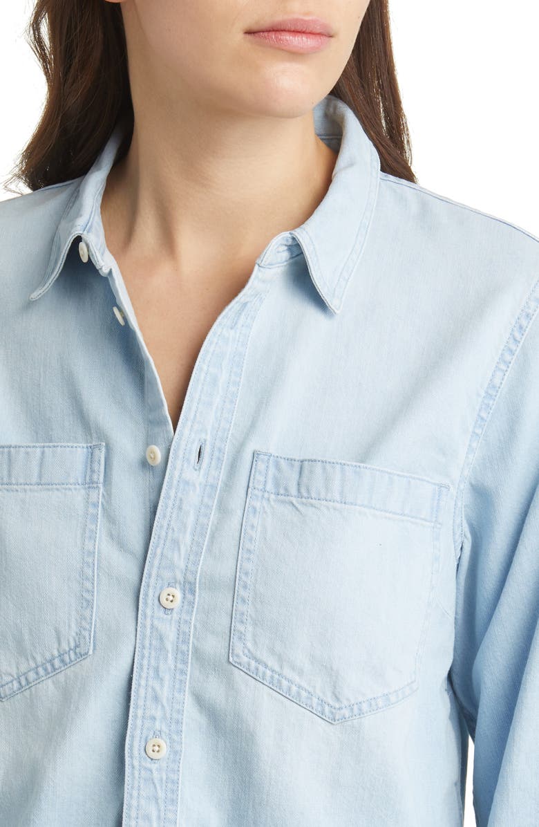 Madewell Crop Straight Hem Denim Button-Up Shirt, Alternate, color, 