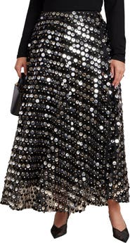 ELOQUII Sequin Paillette Full Skirt (plus)