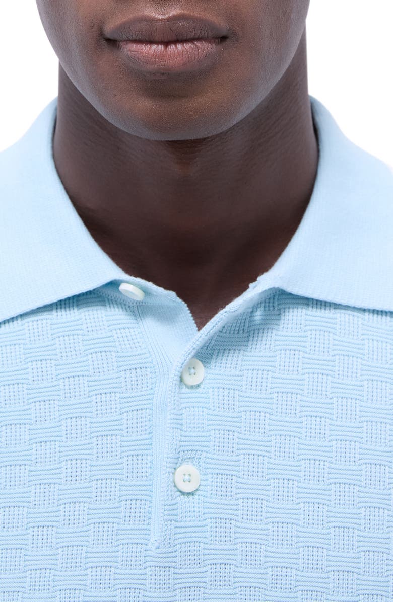 Bugatchi Tipped Contrast Collar Polo Sweater, Alternate, color, Ice