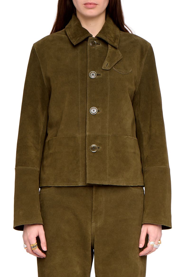 Lessa Suede Jacket, Main, color, TREILLIS