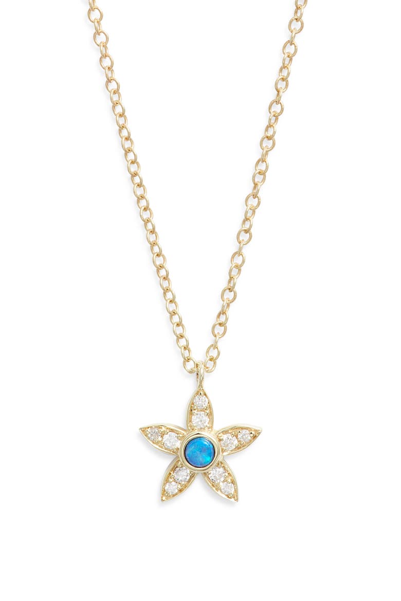 Opal Accent Flower Pendant Necklace, Main, color, YELLOW