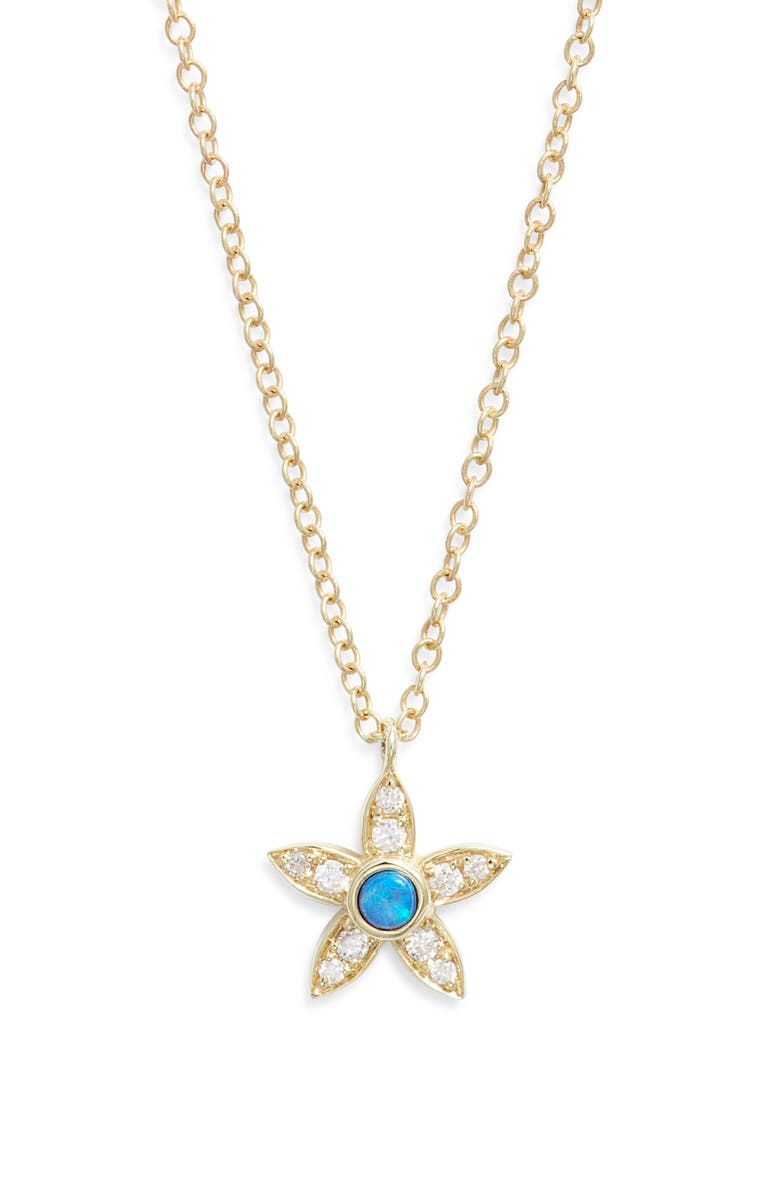 Meira T Opal Accent Flower Pendant Necklace, Main, color,