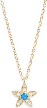 Meira T Opal Accent Flower Pendant Necklace