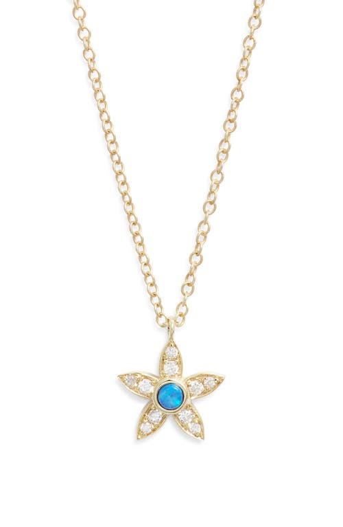 Meira T Opal Accent Flower Pendant Necklace In Gold