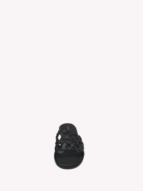 Gianvito Rossi Open Weave Leather Slide Sandals In Black