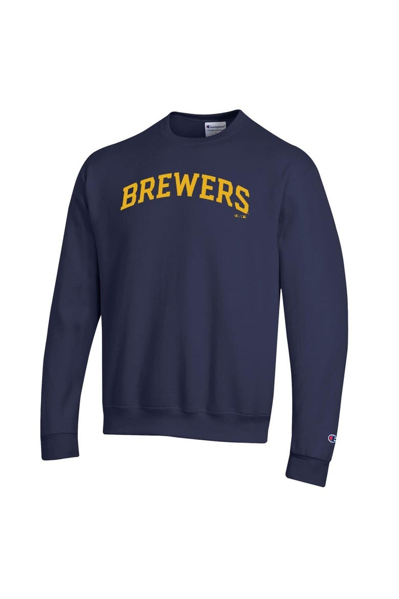 Men's Champion Navy Milwaukee Brewers Powerblend Wordmark Sweatshirt, Alternate, color, Navy