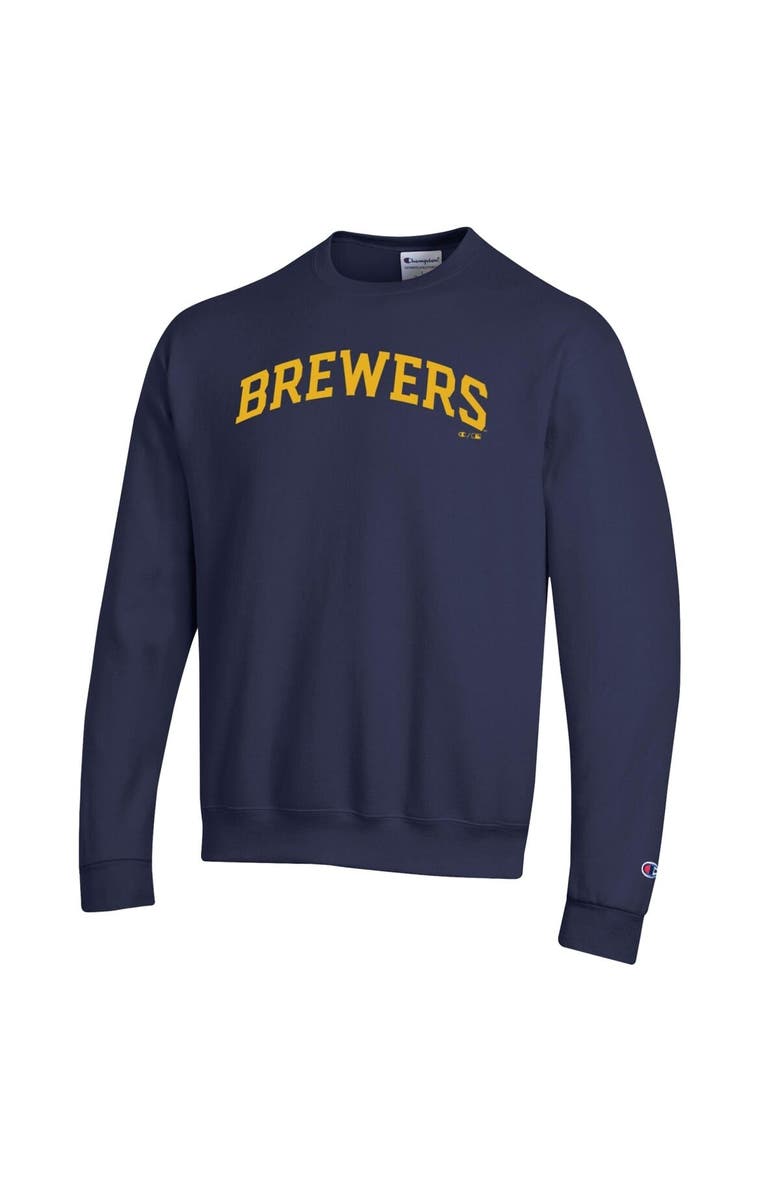 Champion Men's Champion Navy Milwaukee Brewers Powerblend Wordmark Sweatshirt, Alternate, color, Navy