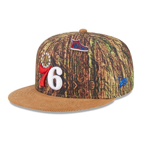 Men's New Era  Camo Philadelphia 76ers Victory Grove Forest Sneaker Pin 9FIFTY Snapback Hat