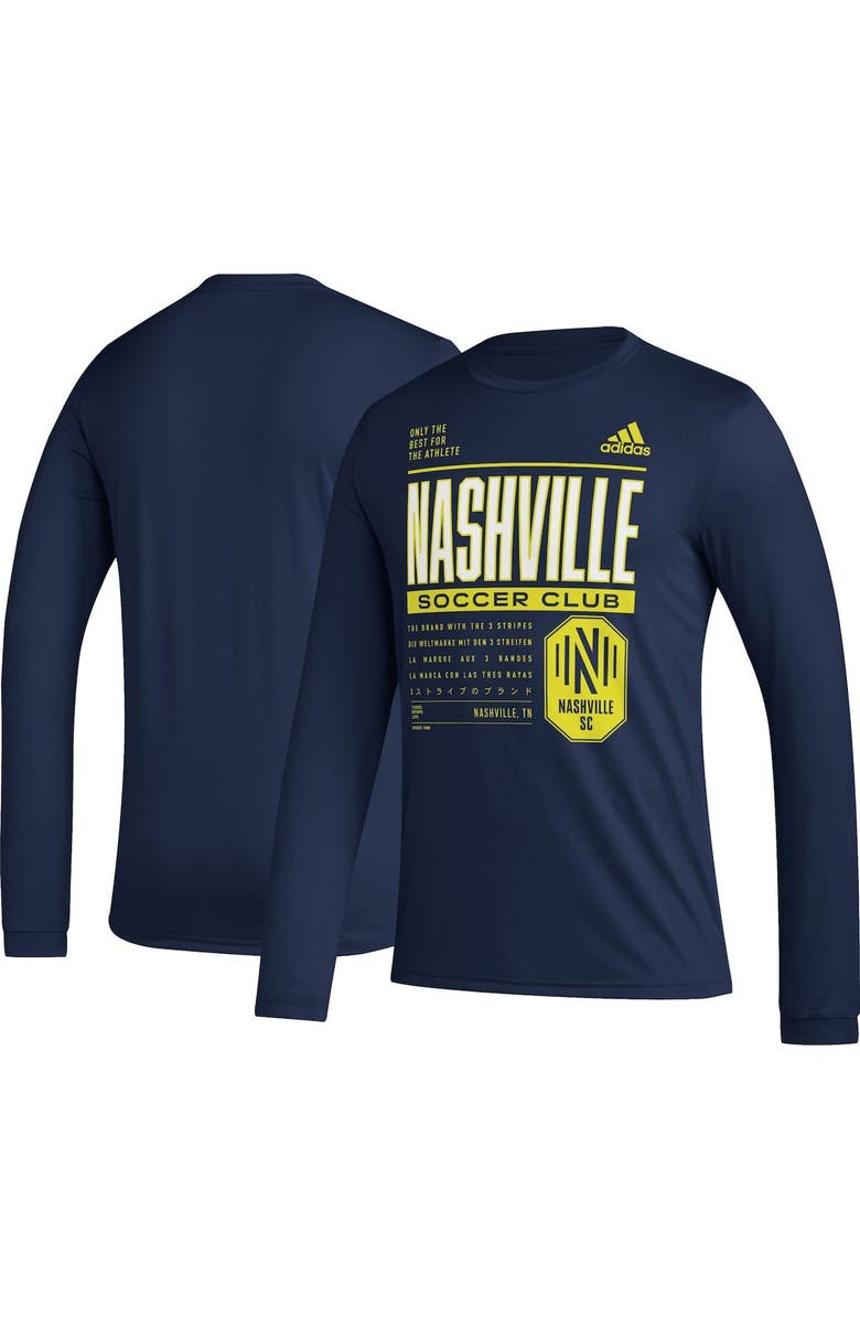 adidas Men's adidas Navy Nashville SC Club DNA Long Sleeve AEROREADY T-Shirt, Main, color, Navy