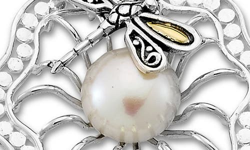 Samuel B. Sterling Silver & 18k Gold Pearl Dragonfly Filigree Drop Earrings In Metallic
