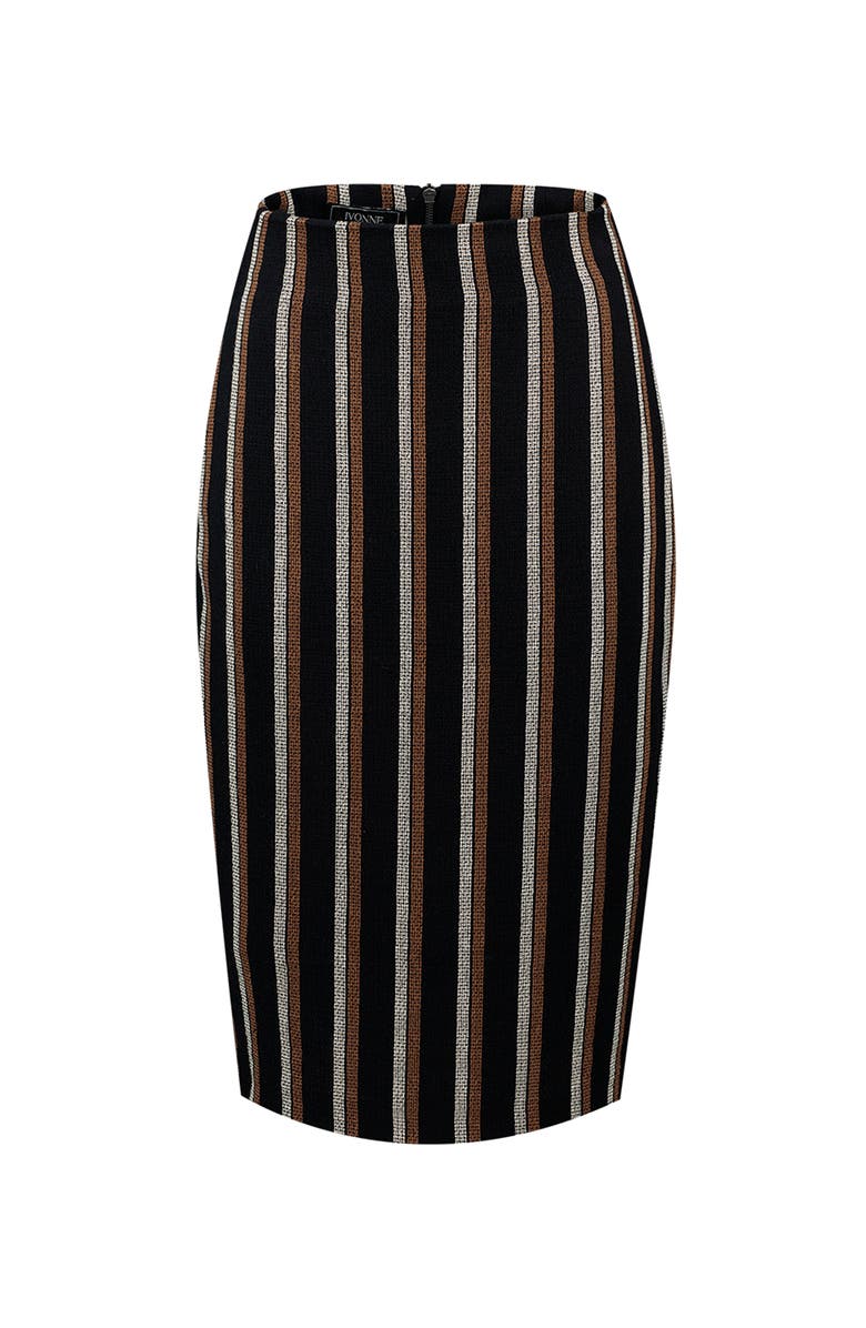 IVONNE Striped Knee Lenght Skirt, Alternate, color, Black