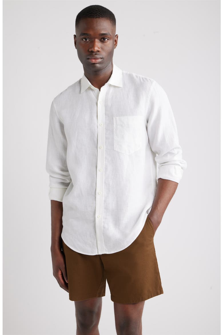 Linen Button-Up Shirt, Main, color, WHITE