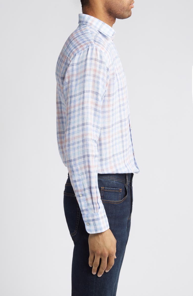 Peter Millar Breakwater Check Linen Button-Up Shirt, Alternate, color, 