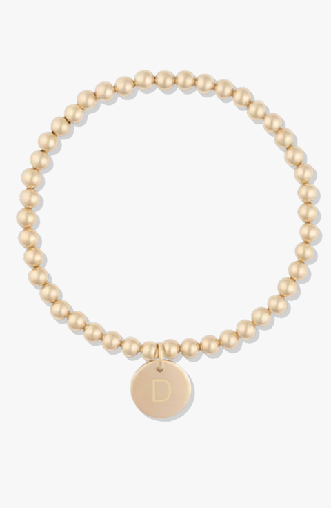 Classic Initial Coin 14k Gold Filled Bead Bracelet