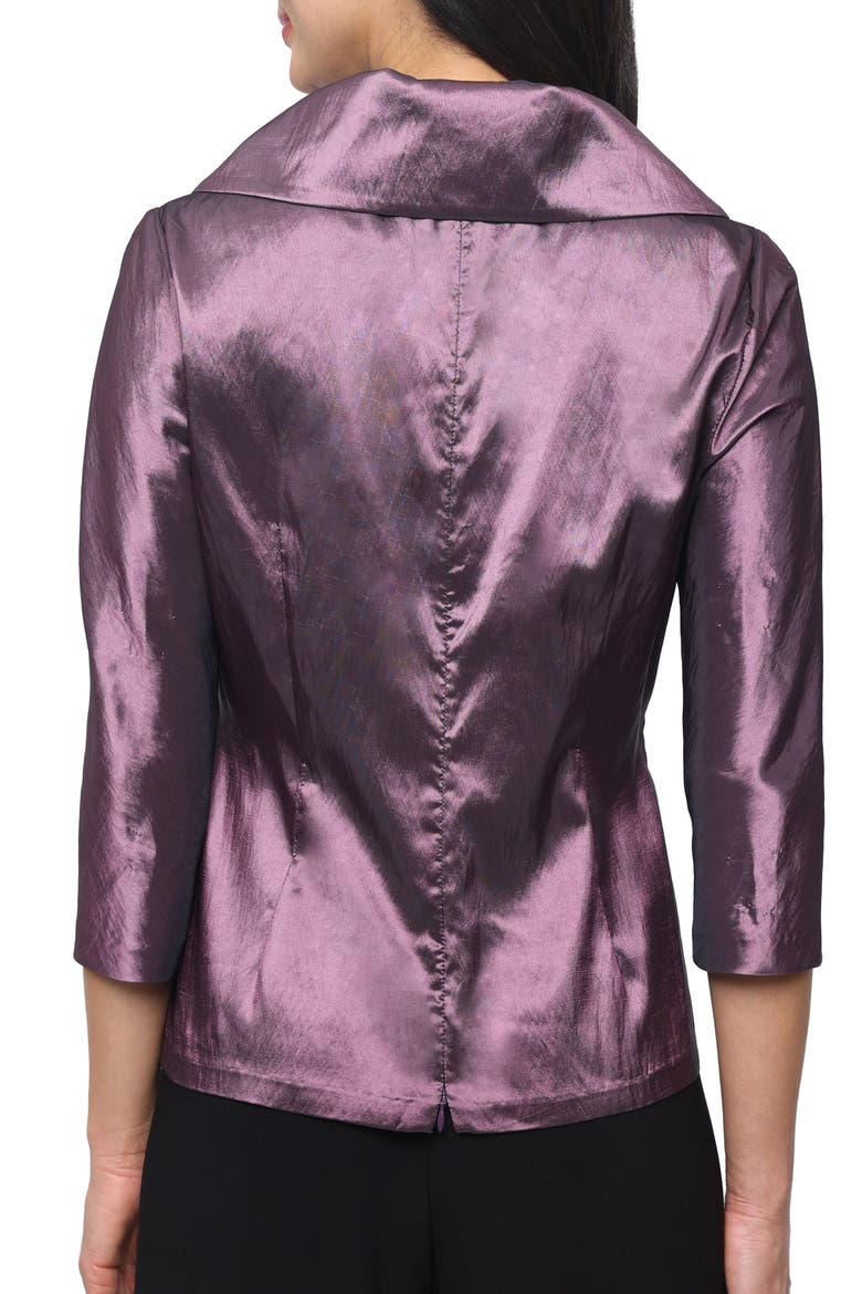 Portrait Collar Faux Wrap Top, Alternate, color, ORCHID
