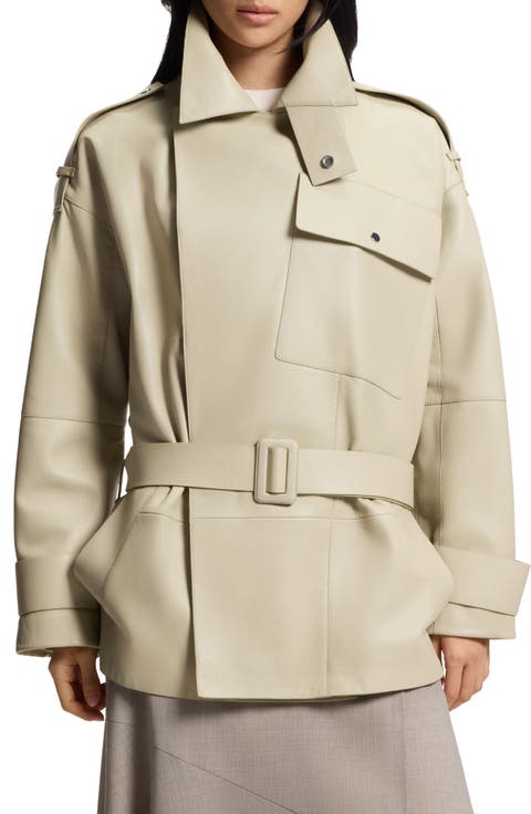 Satila Short Leather Trench Coat