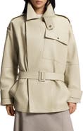 BOSS Satila Short Leather Trench Coat