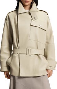 BOSS Satila Short Leather Trench Coat