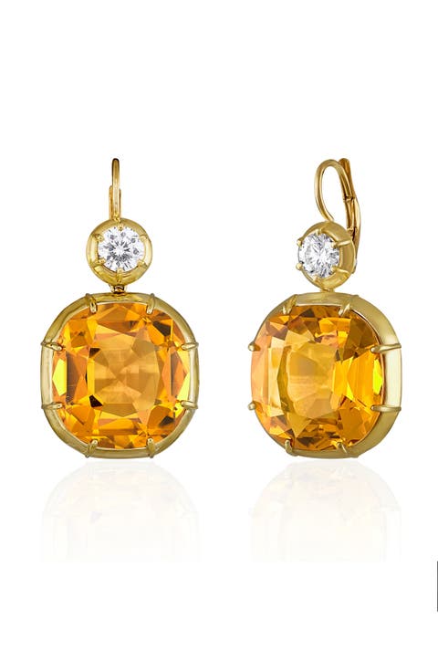 Imperial Citrine & Diamond Drop Earrings