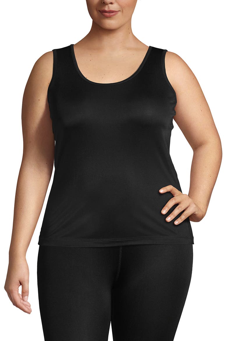 Petite Silk Interlock Thermal Long Underwear Base Layer Tank Top, Main, color, Black