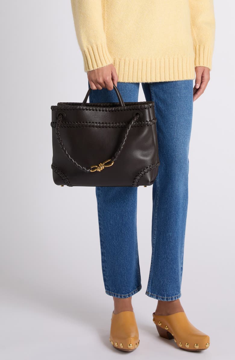 Bottega Veneta Borsa Whipstitch Leather Shoulder Bag, Alternate, color, 2009 Espresso-M Brass