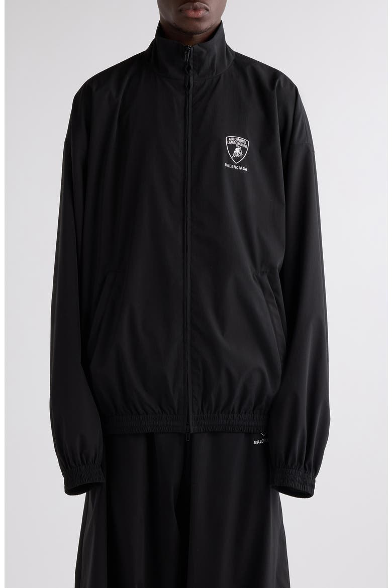 x Automobili Lamborghini Logo Embroidered Track Jacket, Main, color, 1000 BLACK