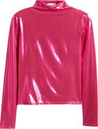 NIKKI LUND Liquid Metallic Mock Neck Top