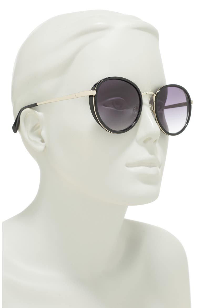 53mm Round Sunglasses, Alternate, color, SHINY BLACK / GRADIENT SMOKE